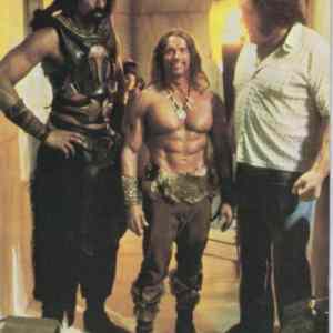 Obrázek 'Arnold Schwarzenegger with Wilt Chamberlain and Andre The Giant'