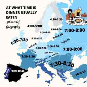 Obrázek 'At what time is dinner usually served in Europe'