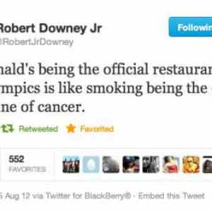 Obrázek 'Robert Downey tweets about the Olympics'