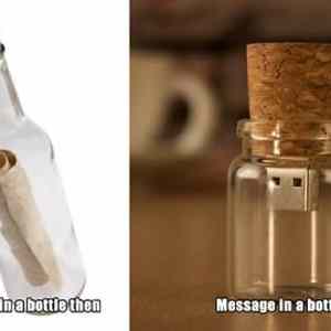 Obrázek 'message in a bottle then vs now'
