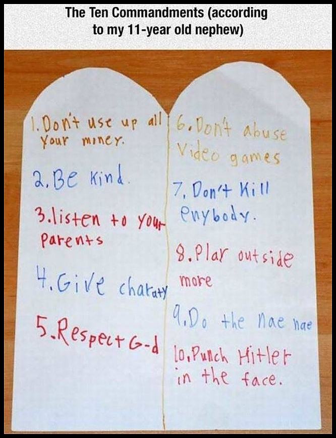 Obrázek 10 Commandments To A 11 Year Old