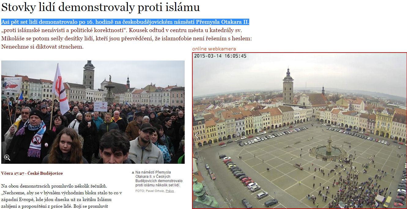 Obrázek Ceske Budejovice islam mystifikace Novinek