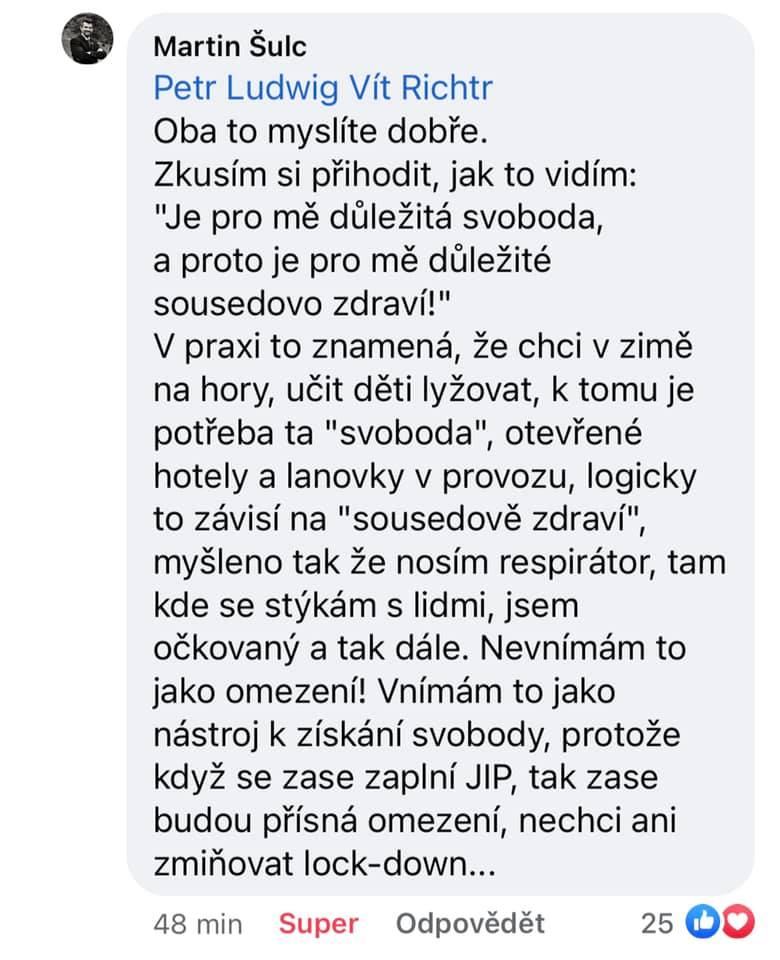 Obrázek Coronofasista hejtuje pod Volnym pojetim svobody