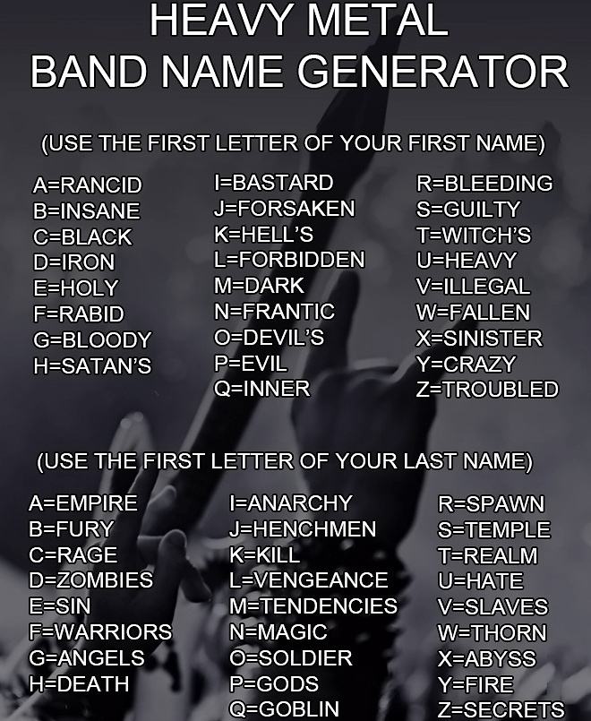 Obrázek Heavy Metal Band Name Generator