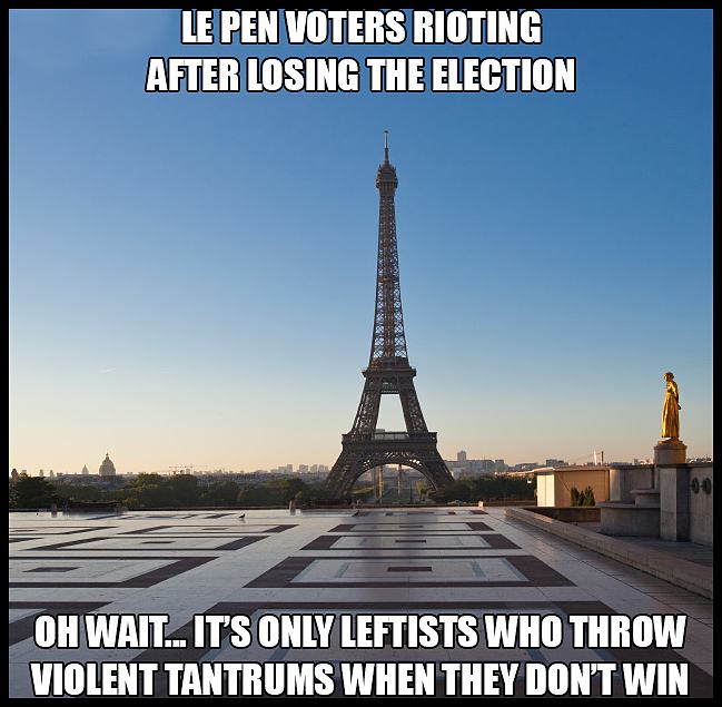 Obrázek Le Pen Voters Rioting After Losing The Election