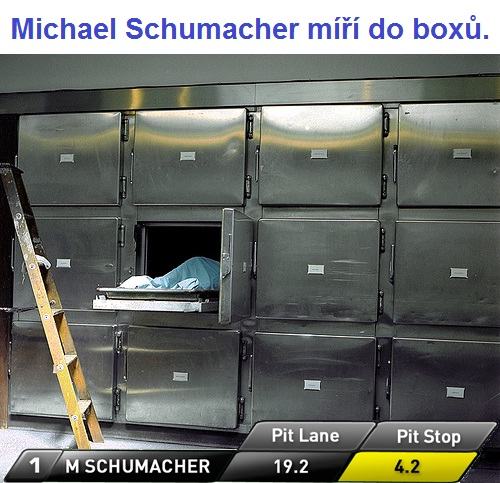 Obrázek Michael Schumacher miri do boxu