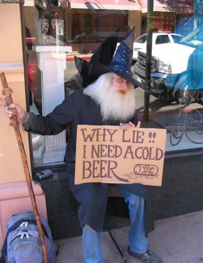 Obrázek homeless wizard needs beer