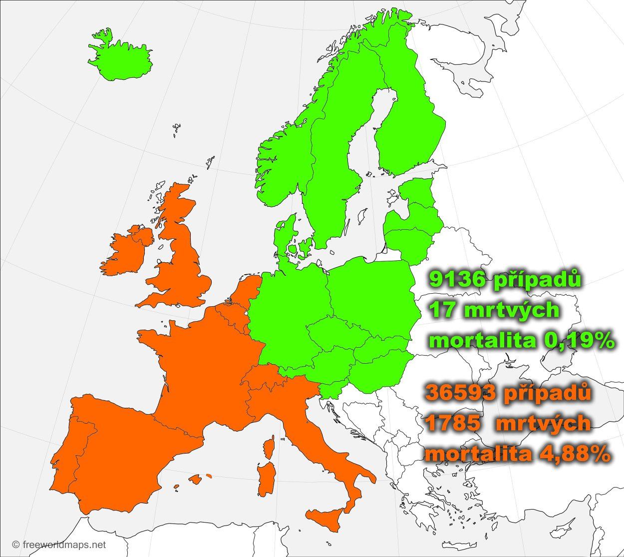 Obrázek jihozapad a zapad vs. stred a sever