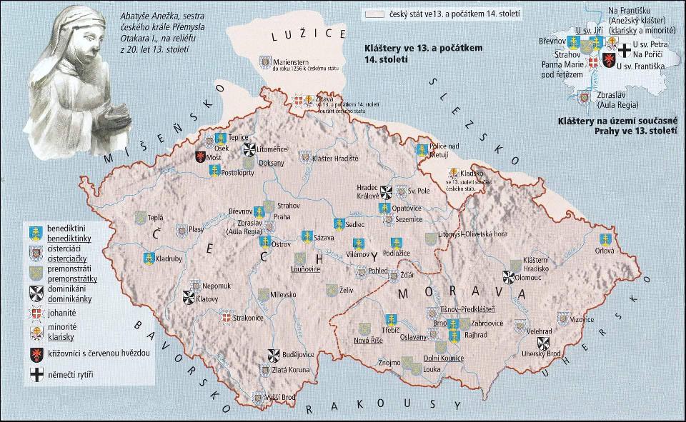 Obrázek klastery v Cechach a na morave