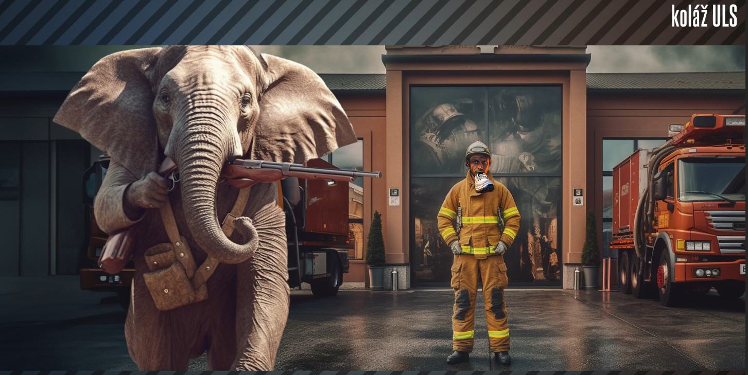 Obrázek opily slon strilel kuli nezaplacenemu gramu kokainu na hasice ktery zvykal botu