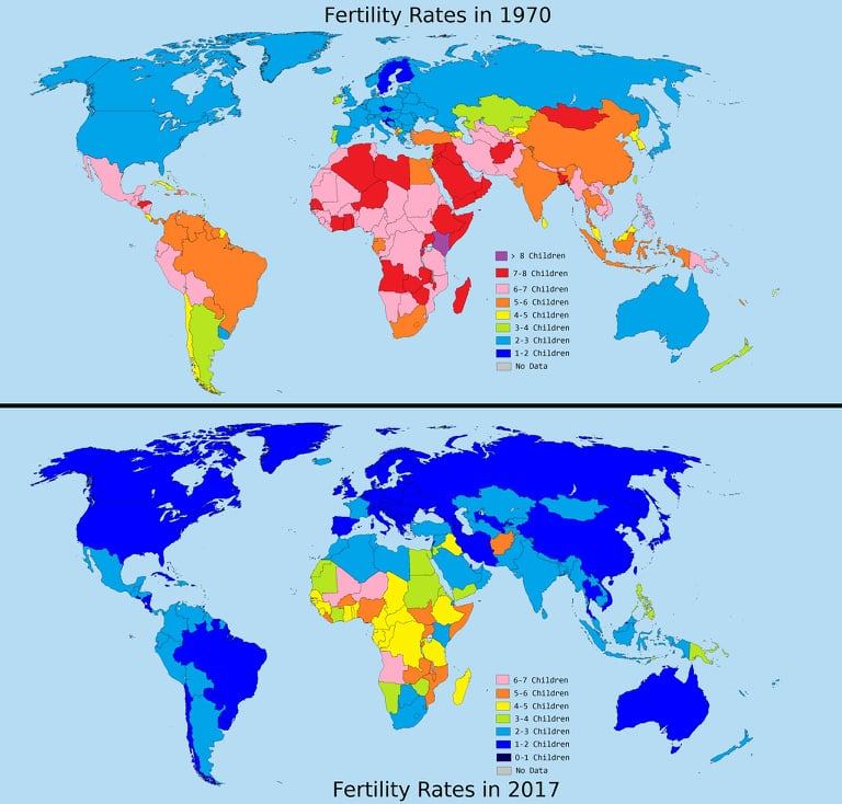 Obrázek porodnost ve svete