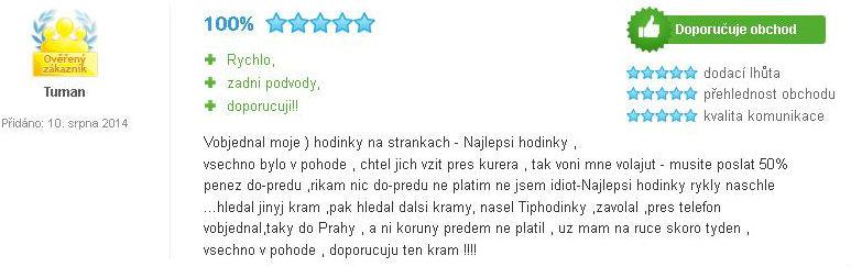 Obrázek pozitivni recenze obchodu