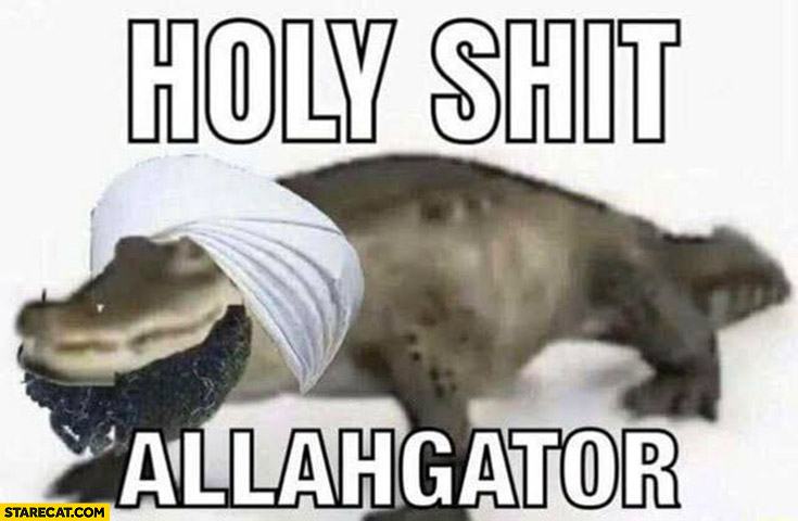 Obrázek stare holy-shit-allahgator-muslim-alligator