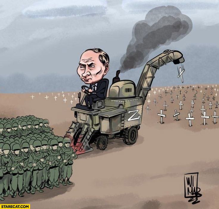 Obrázek stare putin-on-harvester-turning-soldiers-into-graves