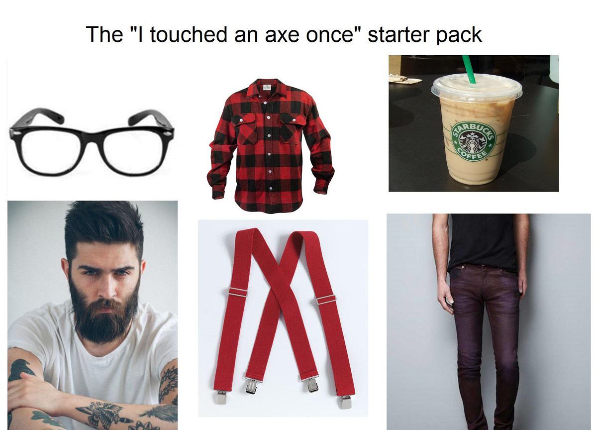 Obrázek starter pack hipster