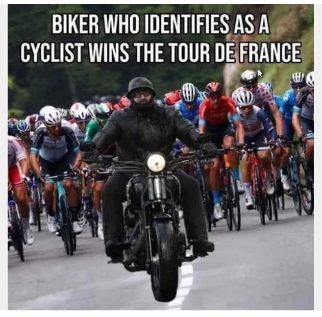 Obrázek tour de france vyhral motorkar identifikujici se jako cysklista