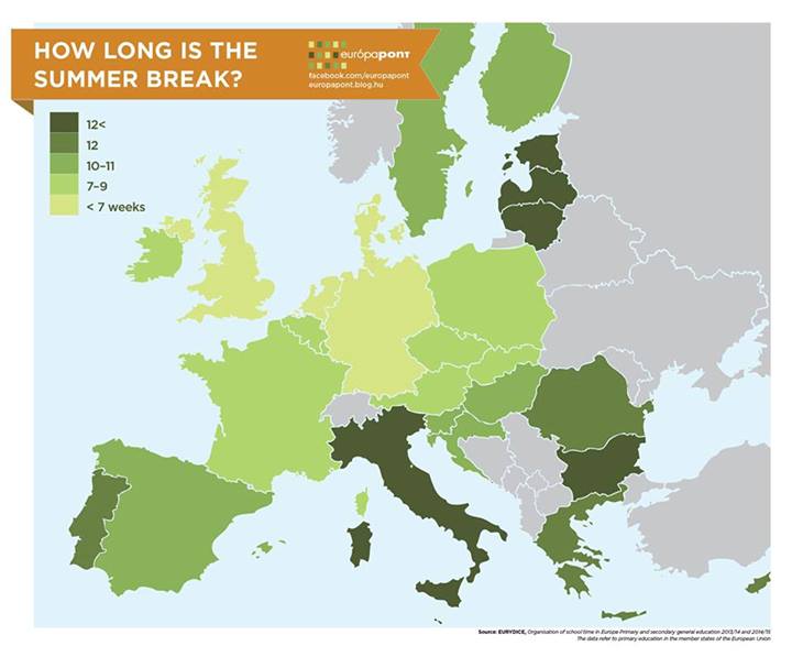 Obrázek trvanie letnych prazdnin v europe