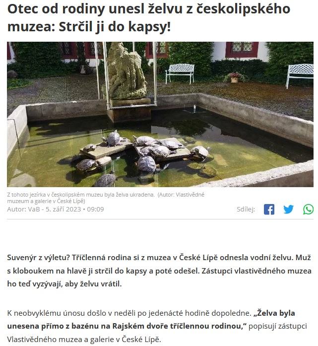 Obrázek unesl zelvu z muzea