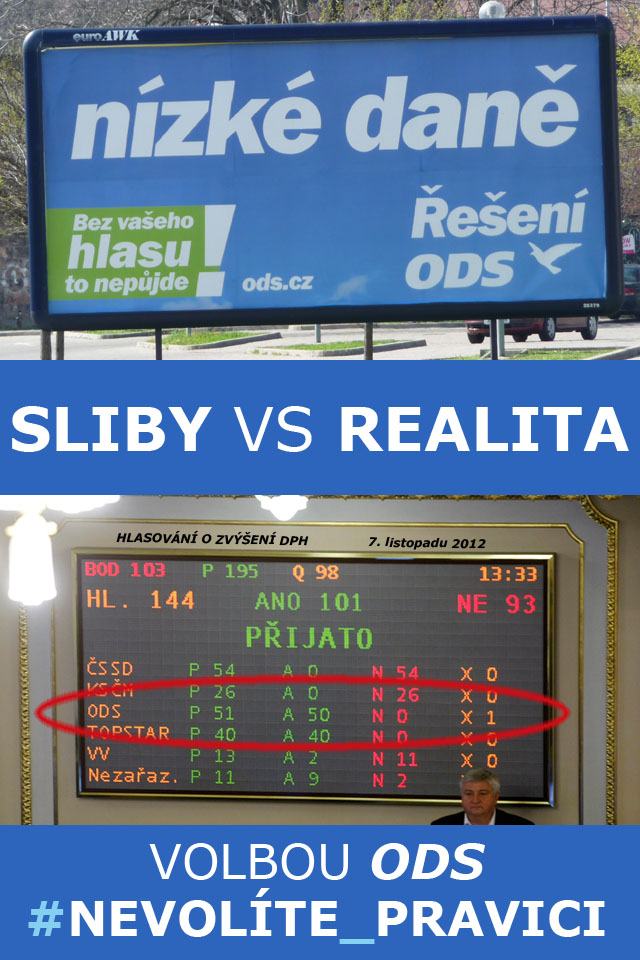 Obrázek volebni sliby vs realita