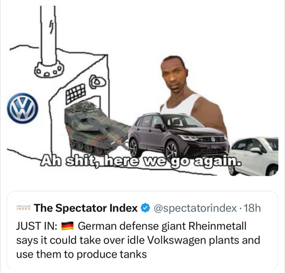 Obrázek Tank in VW factory meme